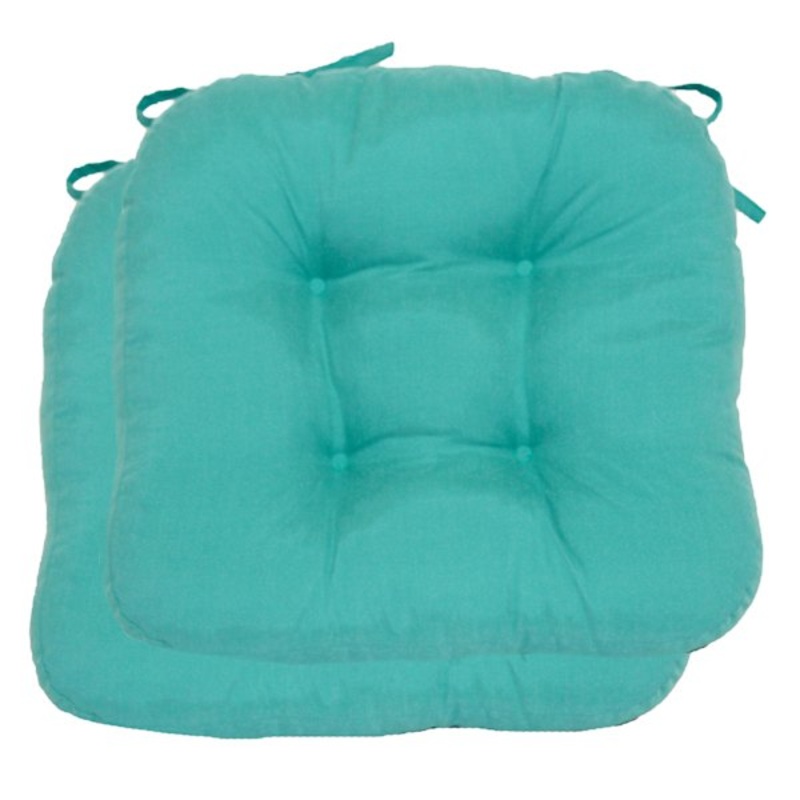 2-Pack Turquoise Microsuede Dining Chair Pads