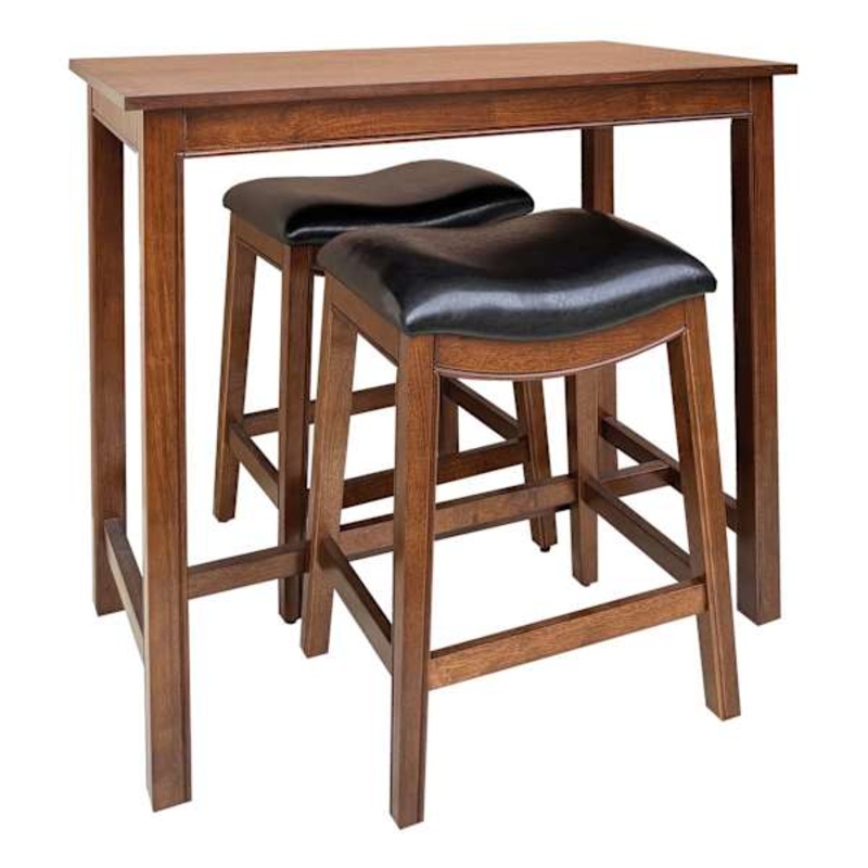 3-Piece Margot Wooden Pub Set, Walnut Finish