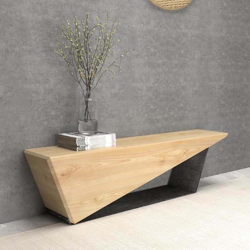 59″ Rustic Wooden Bench 3-Person Seat Bench for Entryway with Metal Base Rustic