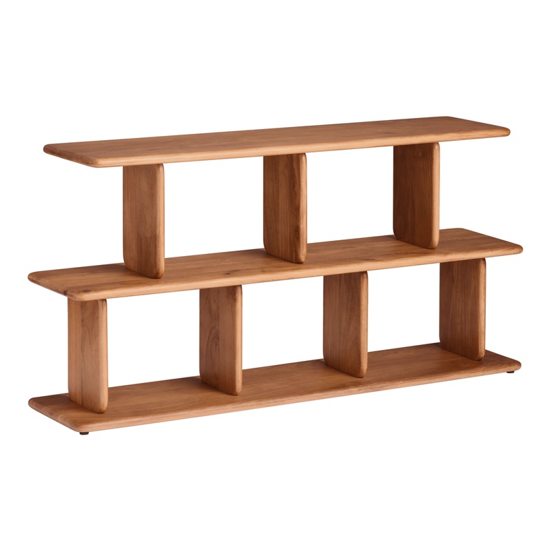 Warner Low Natural Mango Wood Modern Bookshelf