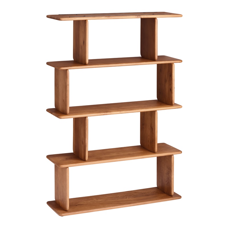 Warner Tall Natural Mango Wood Modern Bookshelf