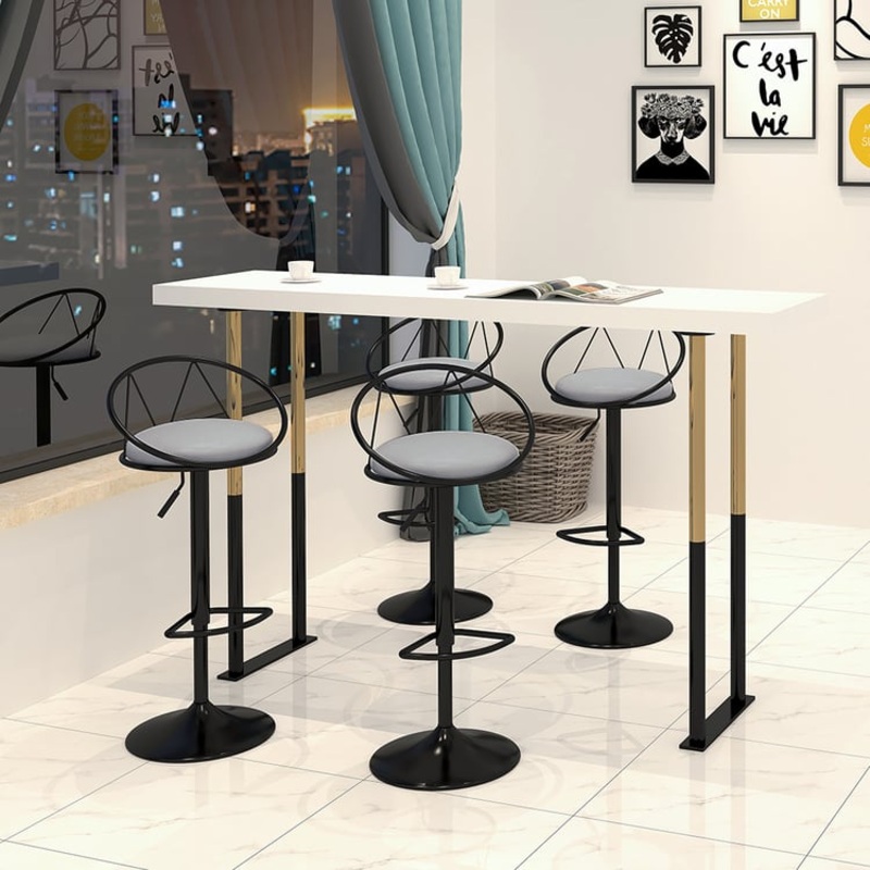 Set of 2 Modern Adjustable Swivel PU Leather Counter Stools with Upholstery Gray