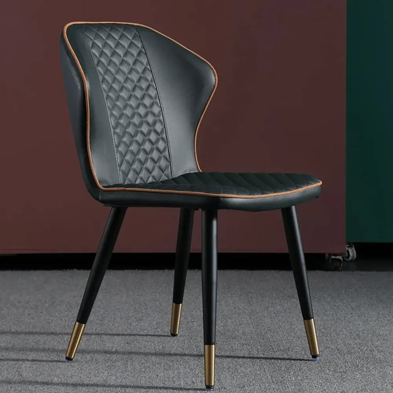 Set of 2 Modern Dining Chairs with PU Leather Upholstery Dark Green