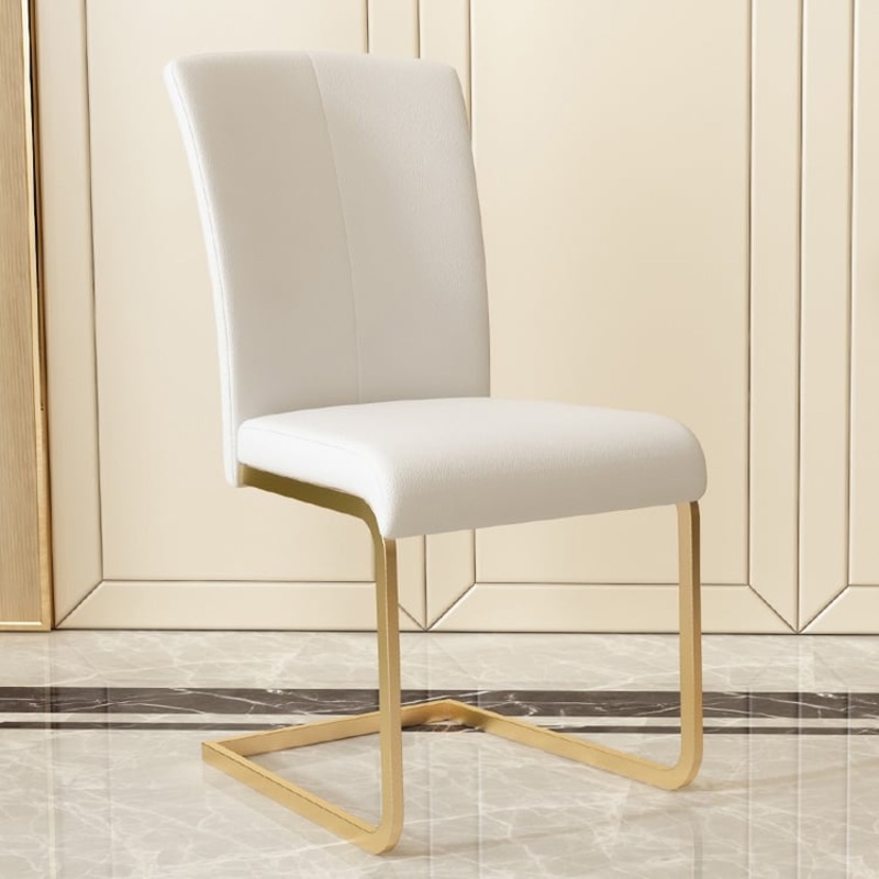 Set of 2 Modern Dining Chairs with PU Leather Upholstery White