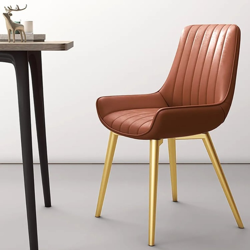 Set of 2 Modern PU Leather Dining Chairs with Upholstery Orange