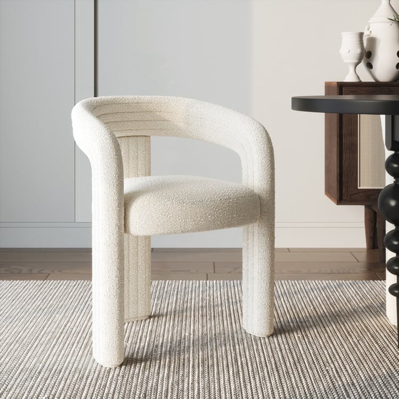 Set of 2 Modern Sherpa Dining Chairs Off White