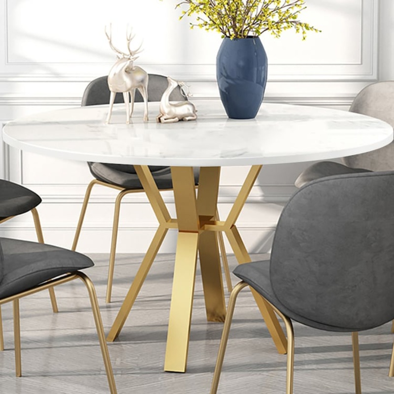 39.4″ Affordable Luxury Modern Round Sintered Stone Dining Table Seats 2-4 People