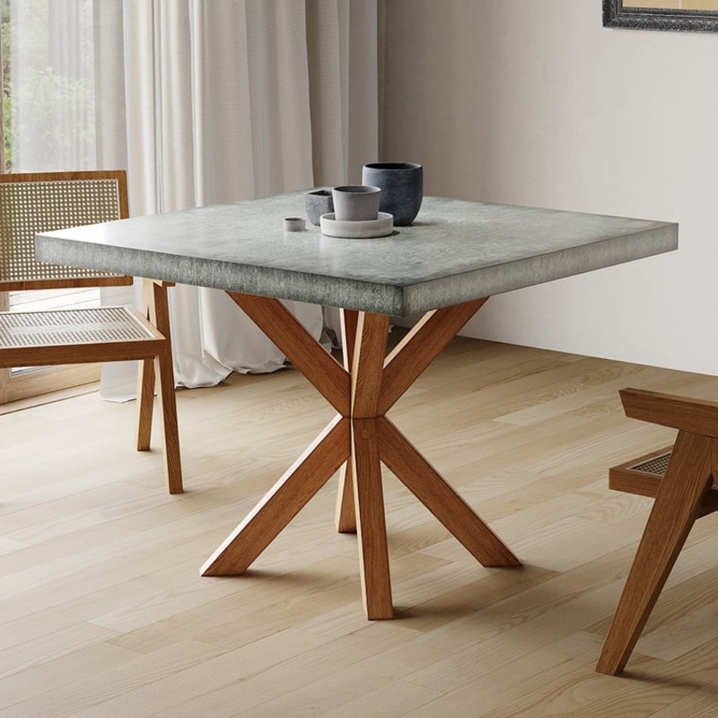 39.4″ Japandi Modern Square Oak Wood Dining Table Seats 2-4 People