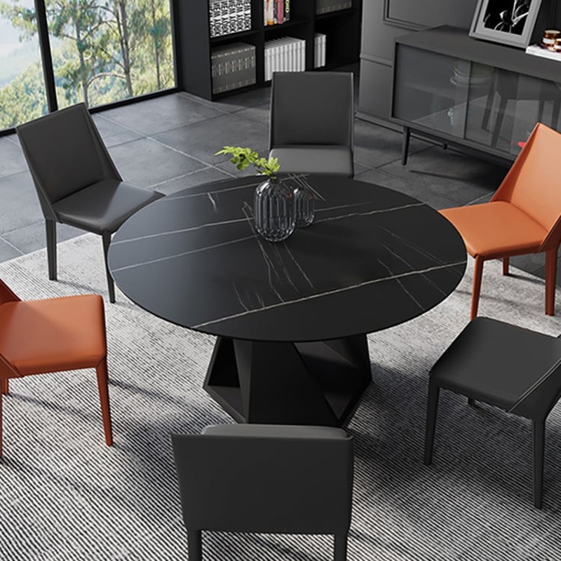 51.2″ Modern Round Sintered Stone Dining Table Seats 4-6 People