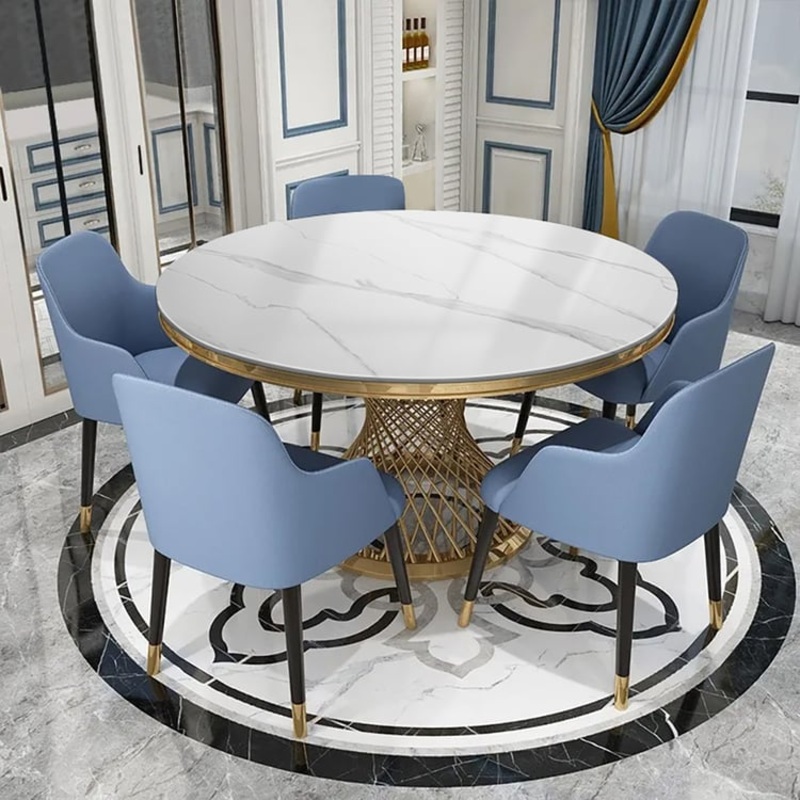 51.2″ Modern Style Round Sintered Stone Dining Table Seats 4-6 People