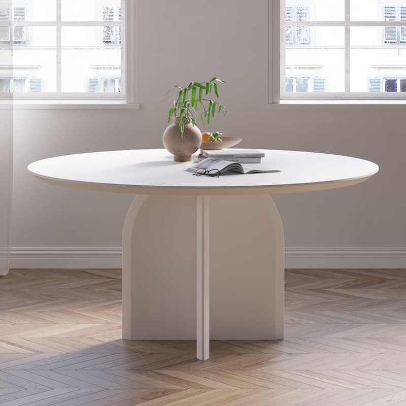 53.1″ Modern Wood Round Dining Table White Seats 4-6 People