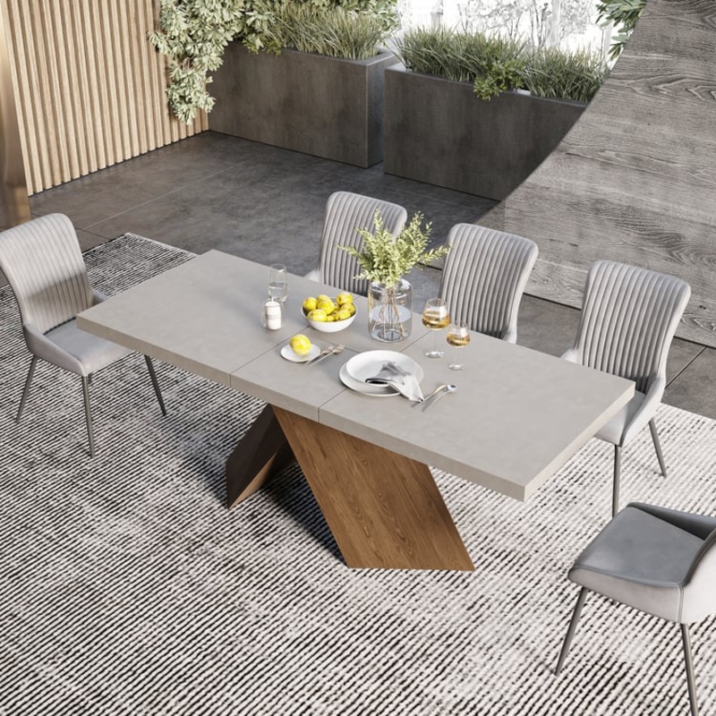 63”-79” Farmhouse Extendable Wood Dining Table Gray Seats 6-8