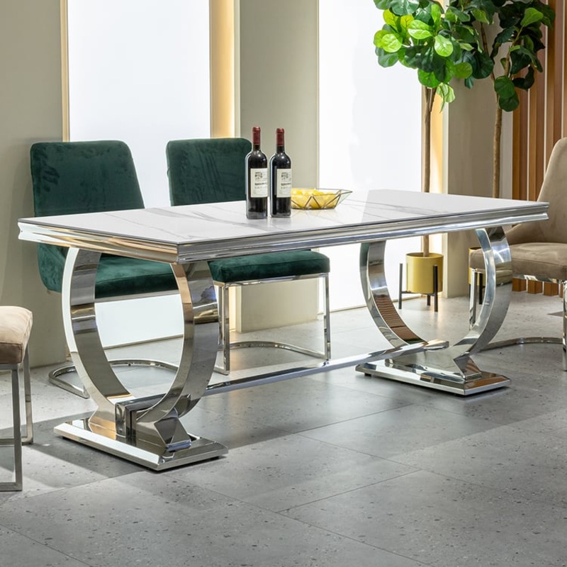 78.7″ Affordable Luxury Rectangle Sintered Stone Dining Table Seats 6-8 People