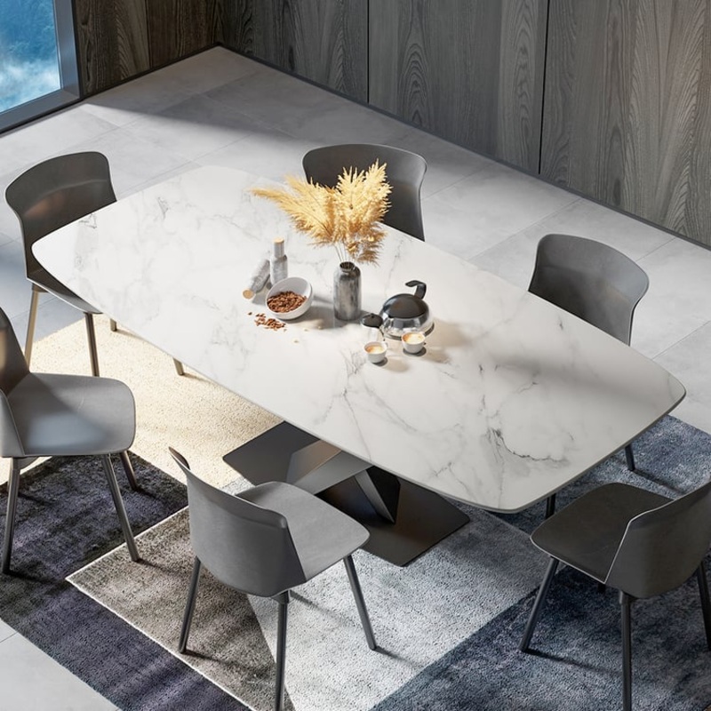 78.7″ Modern Rectangle Sintered Stone Dining Table Seats 6-8 People