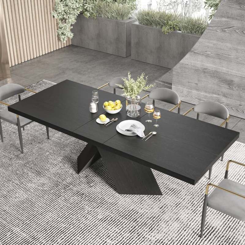 79”-95” Farmhouse Extendable Black Dining Table Seats 6-10