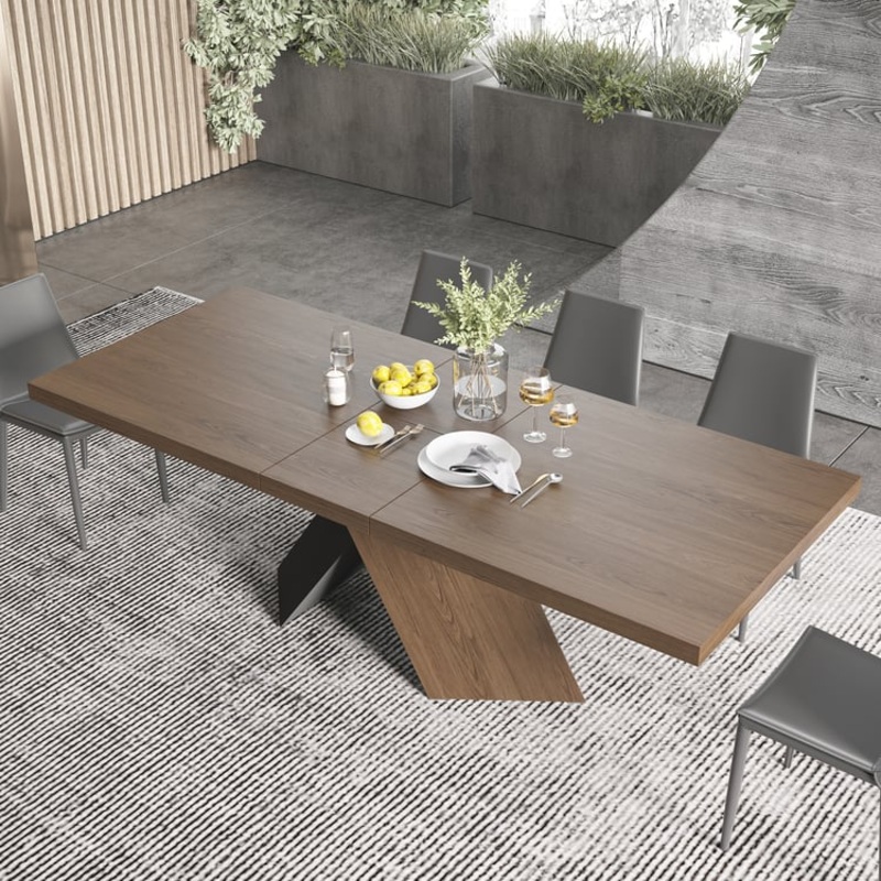 79”-95” Farmhouse Extendable Walnut Dining Table Seats 6-10