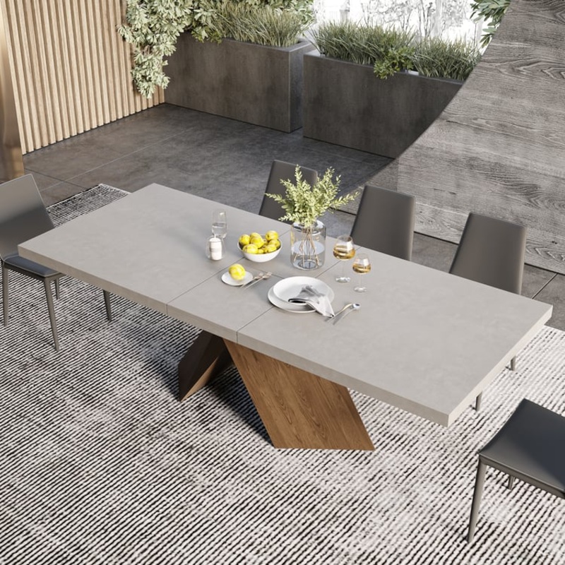 79”-95” Farmhouse Extendable Wood Dining Table Gray Seats 6-10