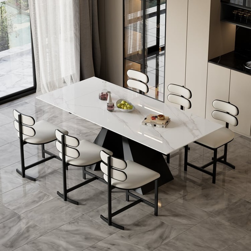 Set of 6 Modern Dining Chairs with Faux Leather Upholstery White