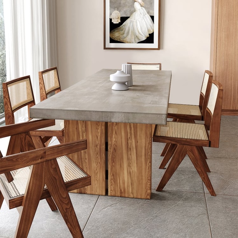 Upoak Series 78.7″ Farmhouse Rectangle Wood Dining Table Natural Seats 4-6 People