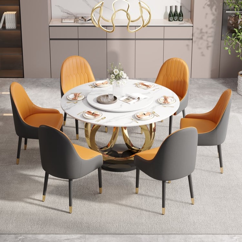 59 Large Round Lazy Susan Dining Table for seats 6-8 People White