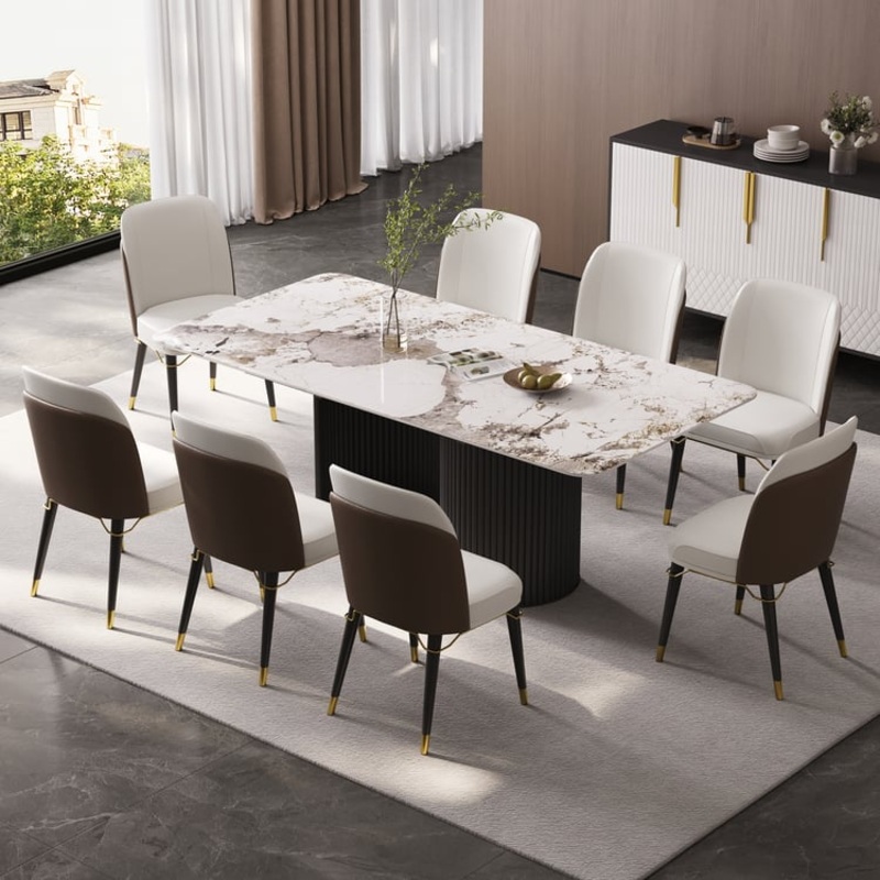 63″-78.7″ Modern Extendable Sintered Stone Dining Table Seats 6-8 People