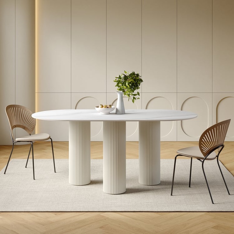 63″ Modern Round SinteredStone Dining Table Seats 6-8 People