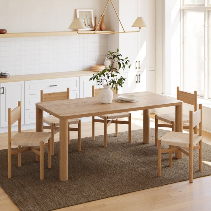 71″ Solid Wood Dining Table with Post Legs Seats 6-8 People