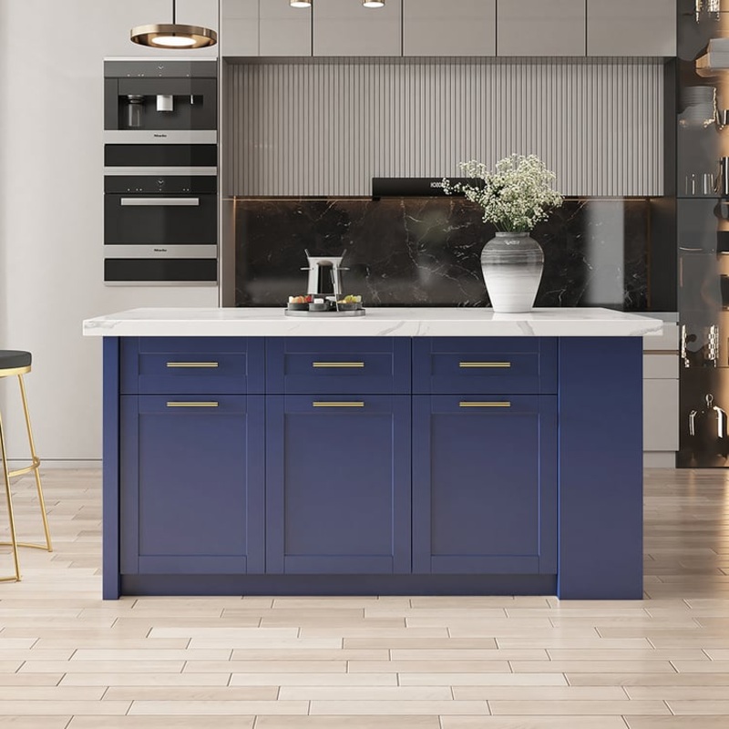 72″ Modern Style Laminate Kitchen Islands with Multi-Storage Blue