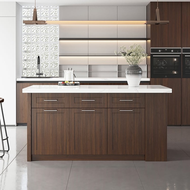 72″ Modern Style Laminate Kitchen Islands with Multi-Storage Walnut