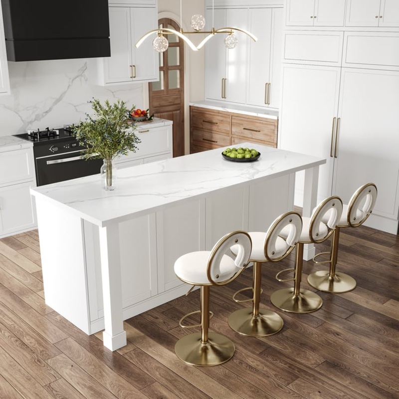 72″ Modern White Sintered Stone Kitchen lsland with Wine Storage