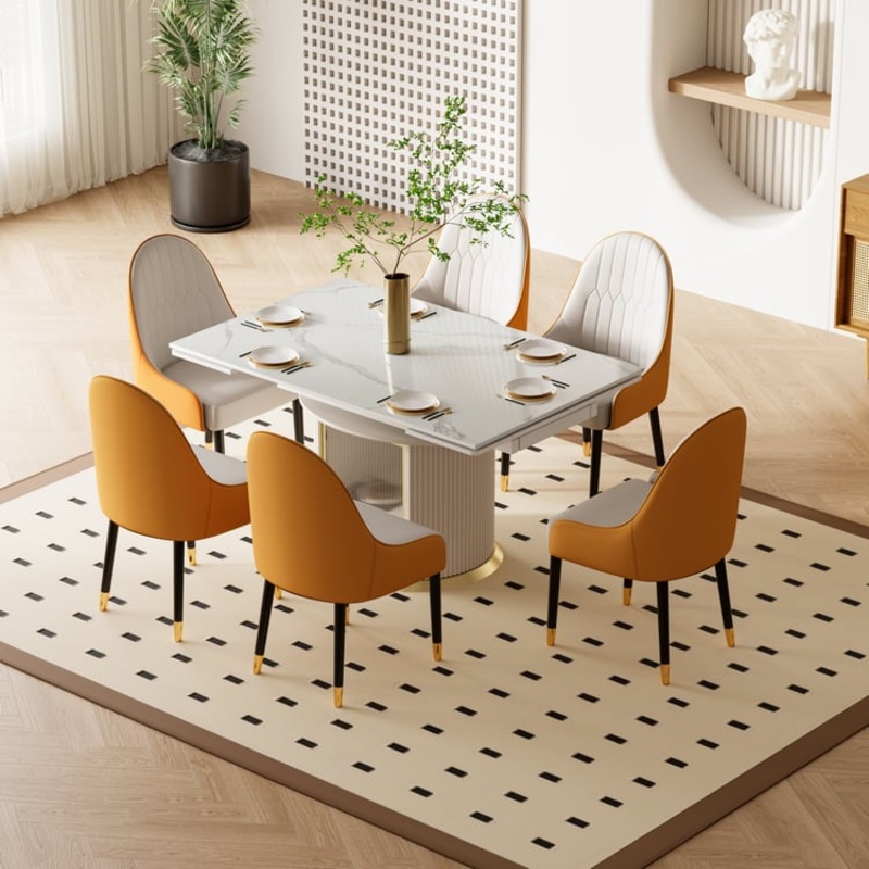 78.7″ Modern Extendable Sintered Stone Dining Table Seats 6-8 People White