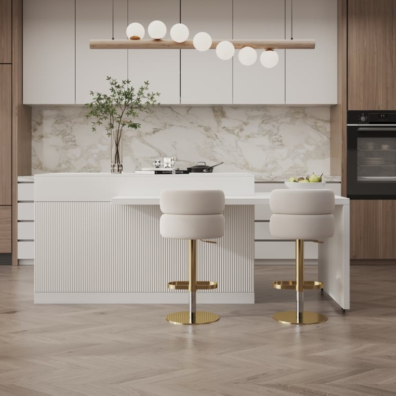 81”-106″ Modern Extendable Sintered Stone Kitchen lsland Withe with Doors and Drawers