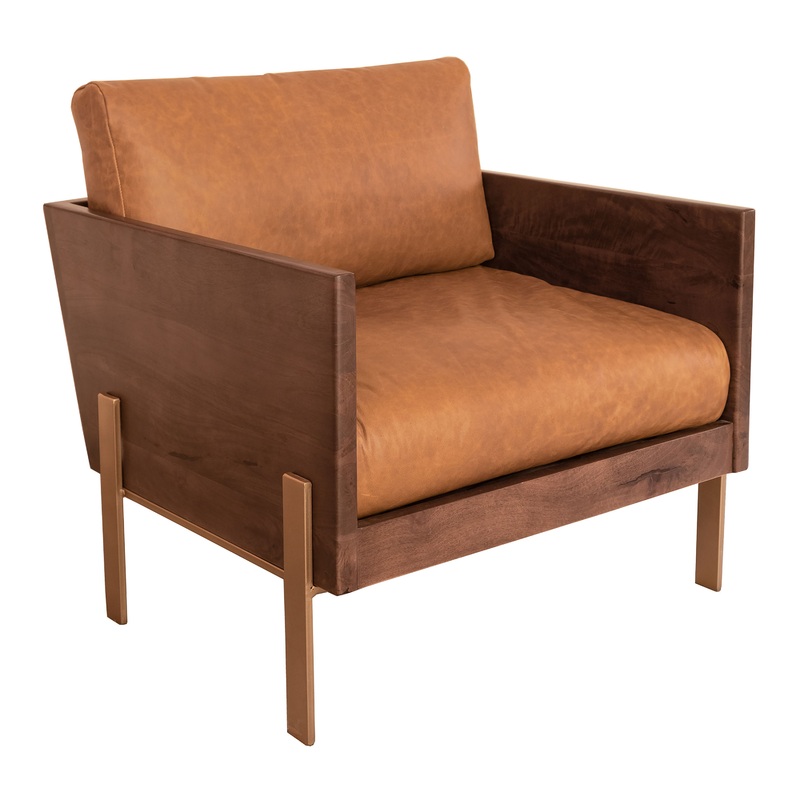 Sai Brown Buffalo Leather Upholstered Chair