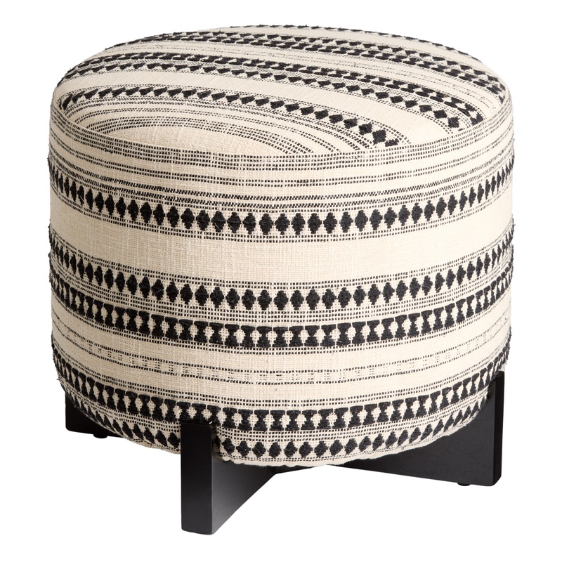 Suri Black and White Stripe Upholstered Ottoman
