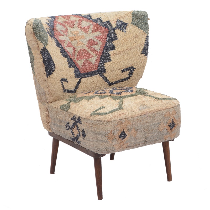 Talbot Cream Vintage Rug Print Upholstered Chair