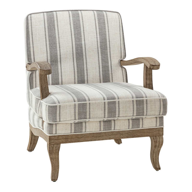 Whitecross Gray and White Stripe Farmhouse Upholstered Chair