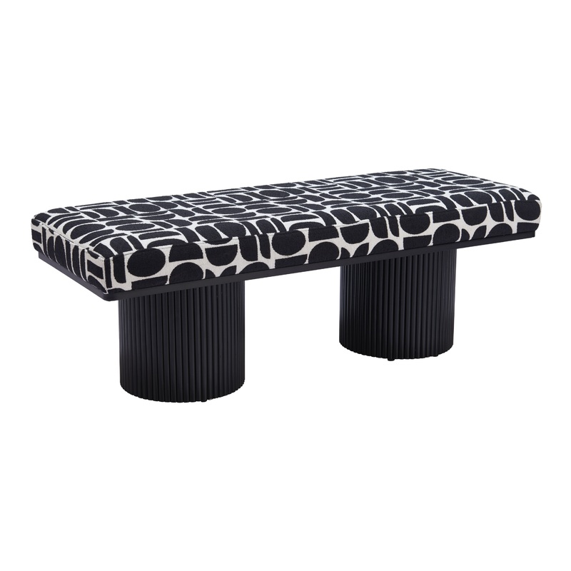 Wiley Black and White Geo Upholstered Bench