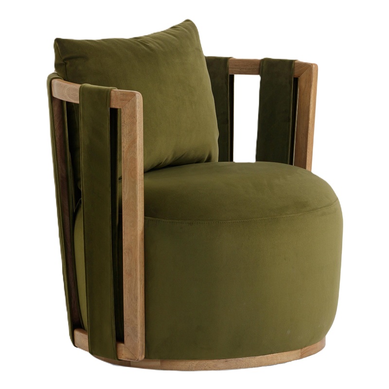 Serjeant Natural Exposed Wood Upholstered Swivel Chair