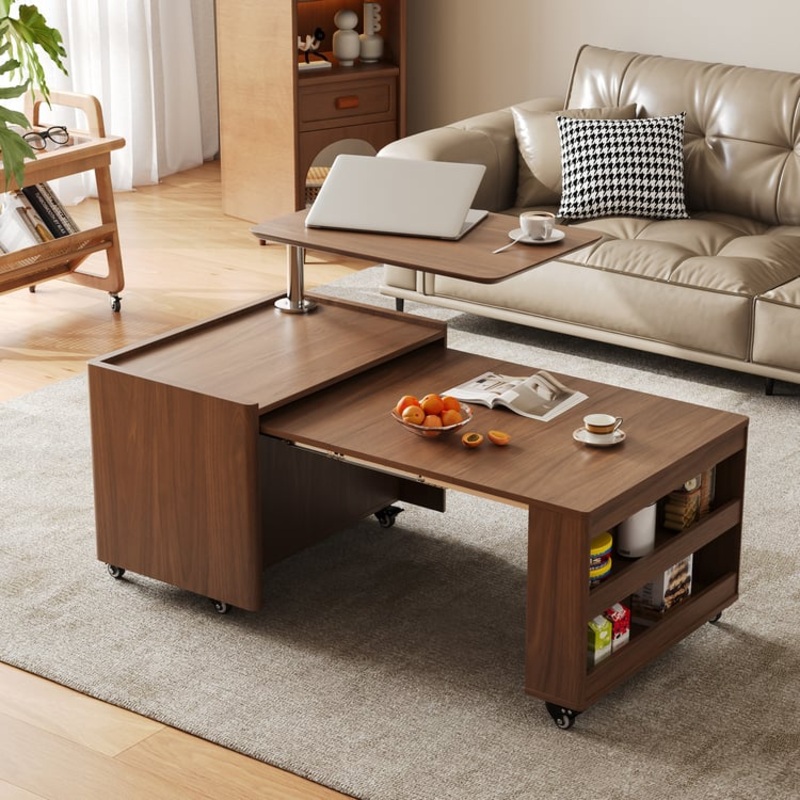 49.2″ Lift-Top Extendable Coffee Table with Drawers & Storage Multifunction Table
