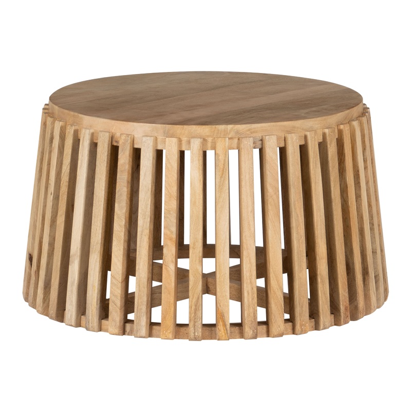 Alban Round Slatted Mango Wood Coffee Table
