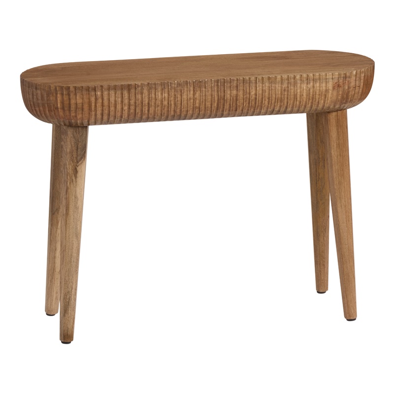Safiya Oval Distressed Brown Wood Fluted Console Table