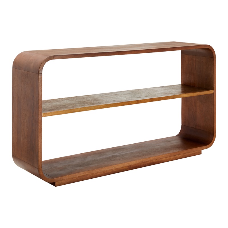 Somertrees Brown Wood and Metal Console Table with Shelf