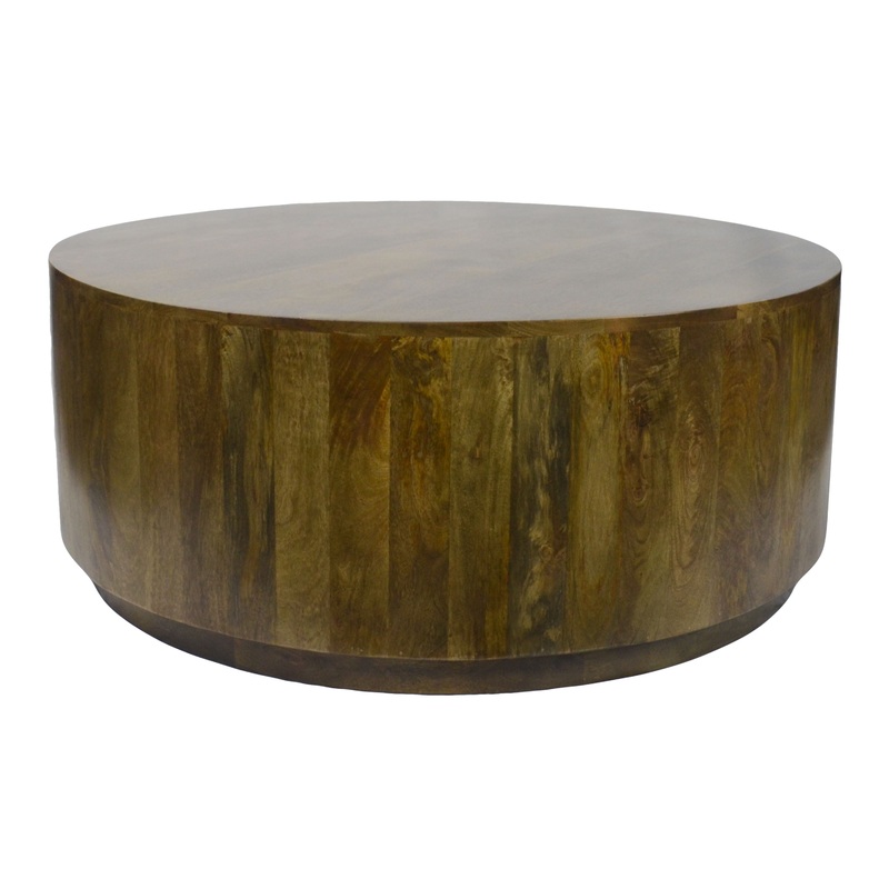 Timea Round Mango Wood Block Coffee Table