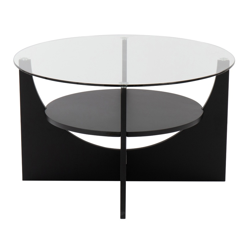 Ulster Round Wood And Glass Coffee Table With Shelf