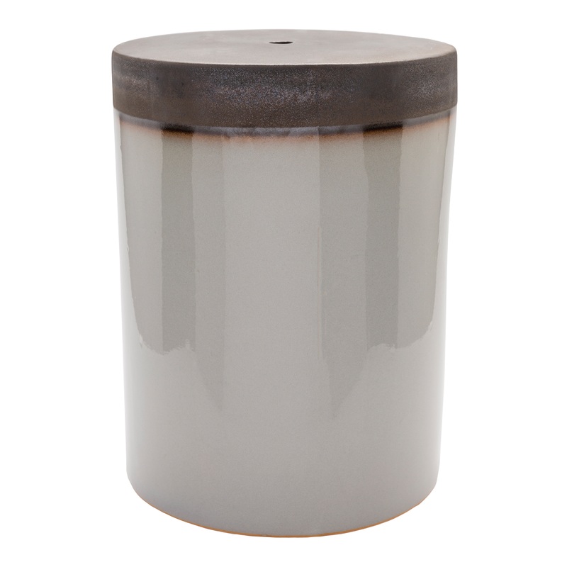 Sandy Dark Brown and Gray Ceramic Cylinder Side Table