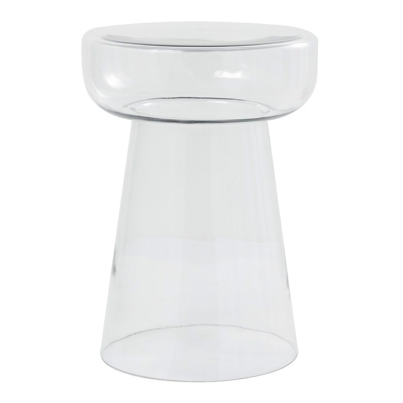 Tansy Round Clear Glass Pedestal Side Table