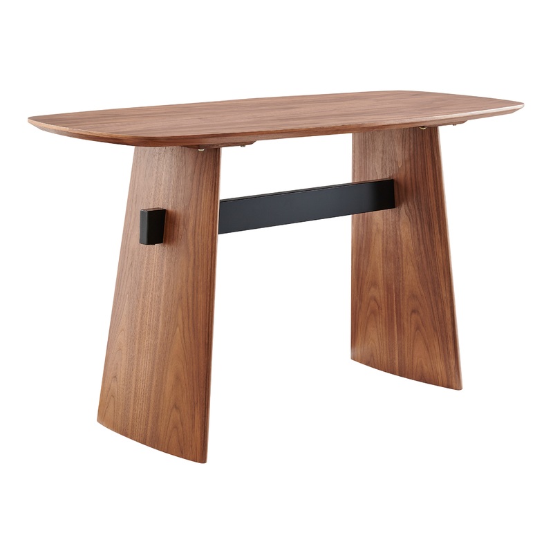 Thrale Walnut Brown Wood And Black Metal Console Table