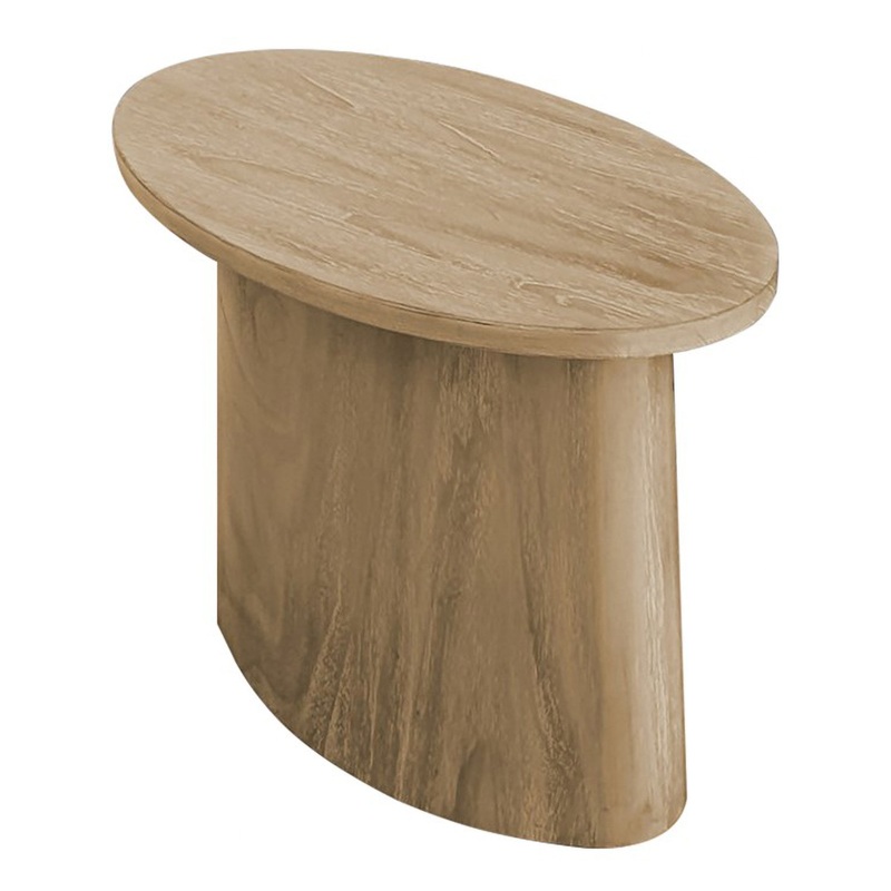 Zach Oval Brushed Wood Pedestal Side Table