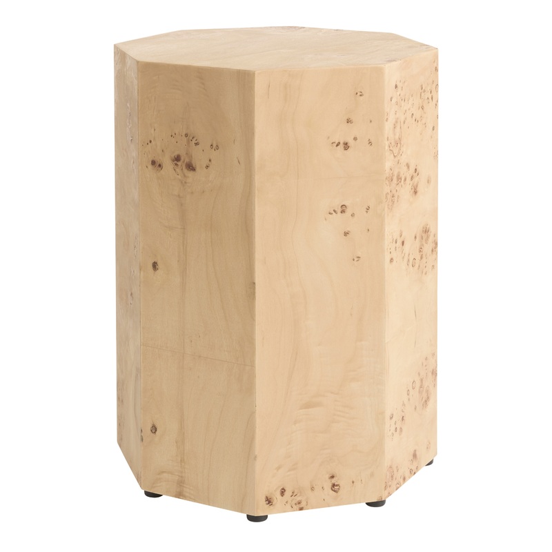 Trenton Natural Wood Faceted Octagon Side Table