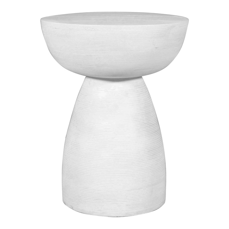 White Mango Wood Pedestal Side Table